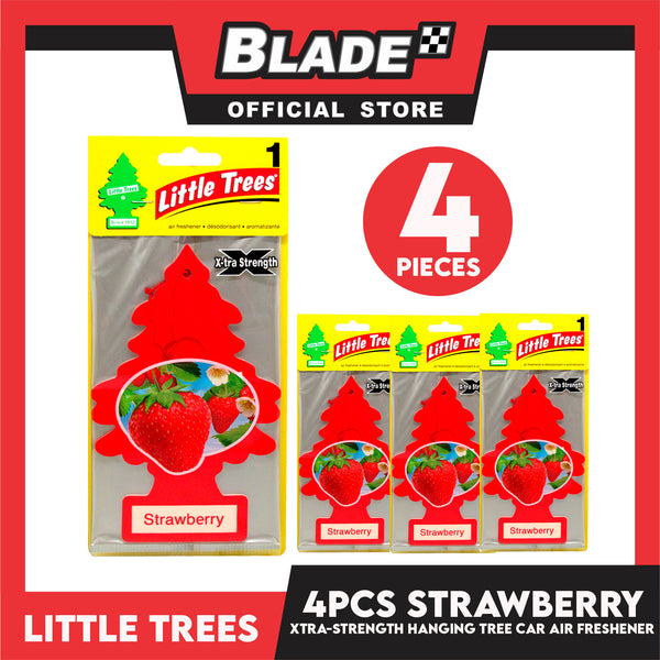 4pcs Little Trees Car Air Freshener X-tra Strength 10612 (Strawberry) Hanging Tree Provides Long Lasting Scent