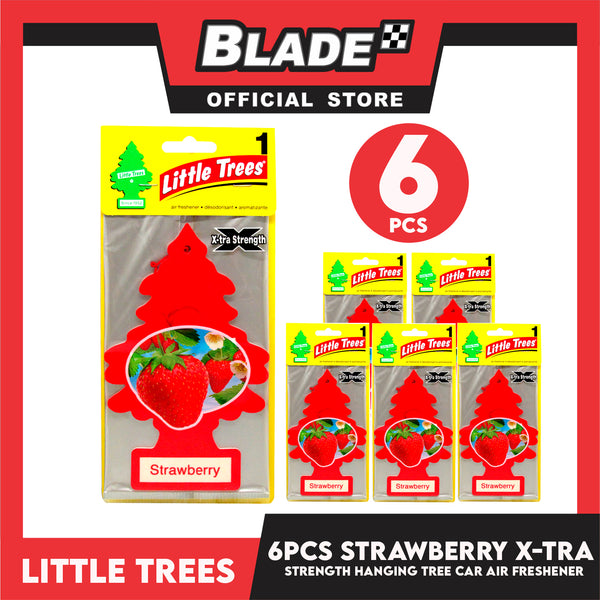 6pcs Little Trees Car Air Freshener X-tra Strength 10612 (Strawberry) Hanging Tree Provides Long Lasting Scent