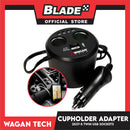 WaganTech 2537-5 Twin USB Sockets Cupholder Adapter