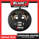 WaganTech 2537-5 Twin USB Sockets Cupholder Adapter