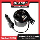 WaganTech 2537-5 Twin USB Sockets Cupholder Adapter