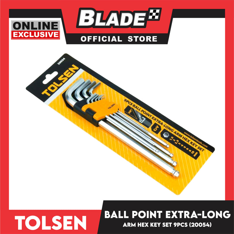 Tolsen 9pcs Ball Point Extra-Long Arm Hex Key Set 20054