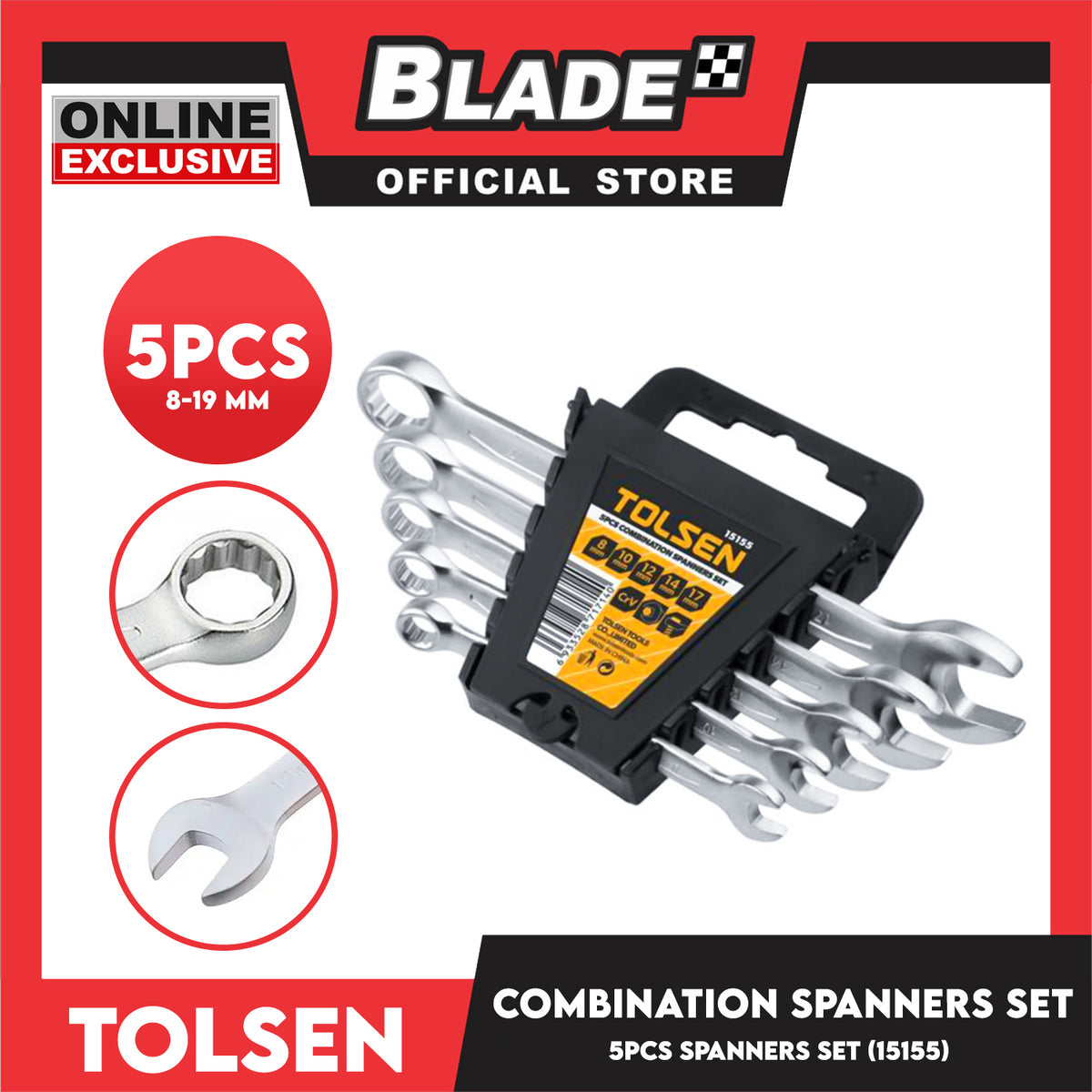 Tolsen 5pcs Combination Spanners Set 15155