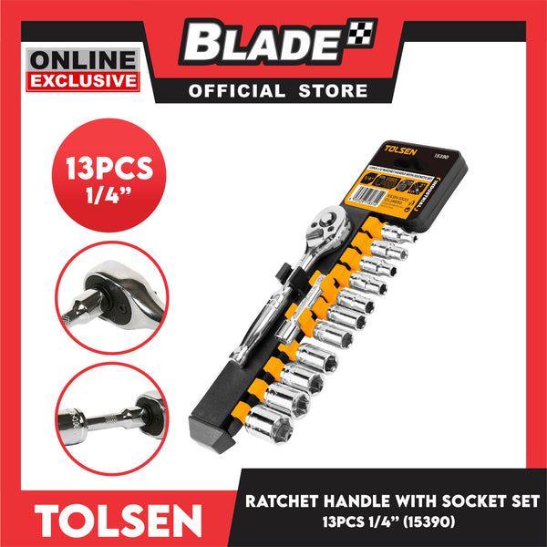 Tolsen  13pcs 1/4 Rachet Handle With Sockets Set 15390