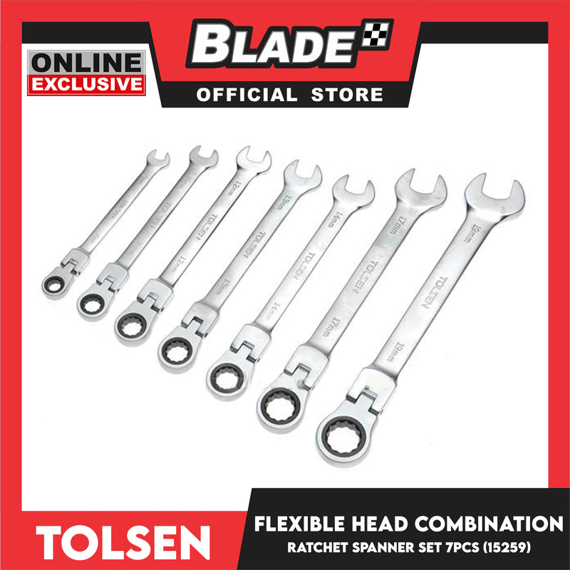 Tolsen 7pcs Flexible Head Combination Ratchet Spanner Set 15259