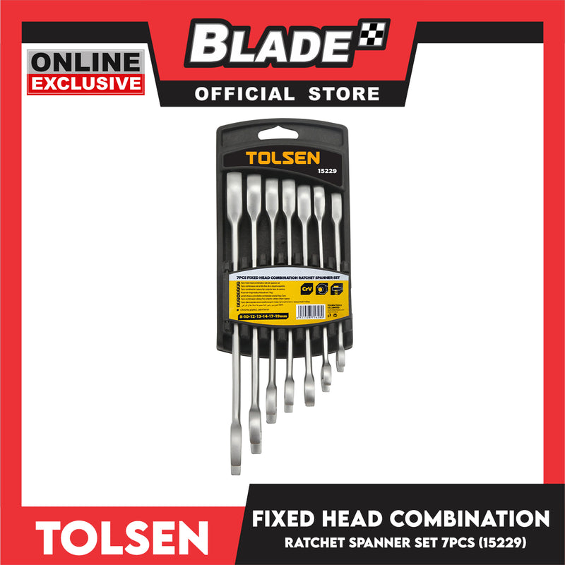 Tolsen 7pcs Fixed Head Combination Ratchet Spanner Set 15229