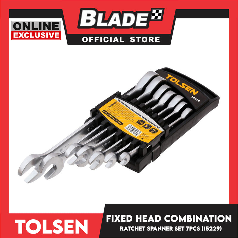 Tolsen 7pcs Fixed Head Combination Ratchet Spanner Set 15229