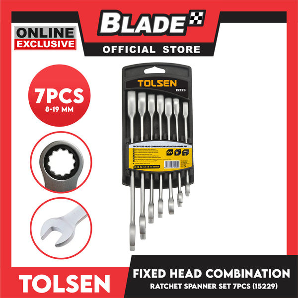 Tolsen 7pcs Fixed Head Combination Ratchet Spanner Set 15229