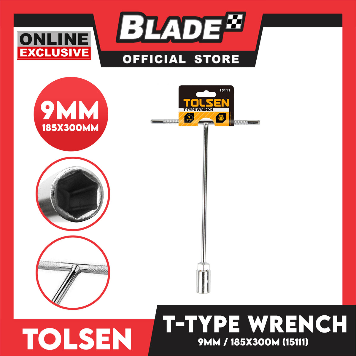 Tolsen 9 x 180 x 280mm T-Type Wrench  15111