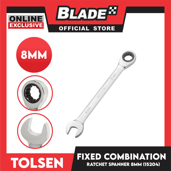 Tolsen 8mm Fixed Combination Ratchet Spanner 15204