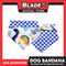 Dog Pet Bandana (Small) Reversible Blue Checkered Dinosaur Print Washable Scarf