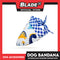 Dog Pet Bandana (Medium) Reversible Blue Checkered Dinosaur Print Washable Scarf