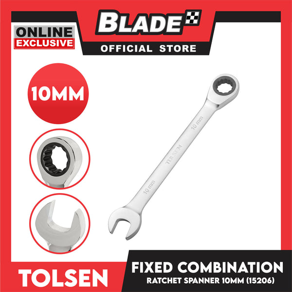 Tolsen 10mm Fixed Combination Ratchet Spanner 15206