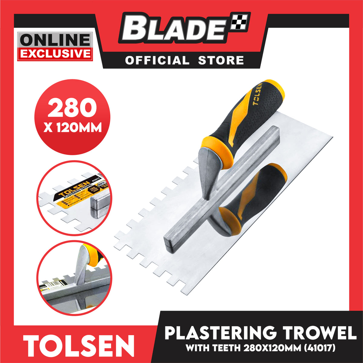 Tolsen 280 x 120m Plastering Trowel With Teeth 41017