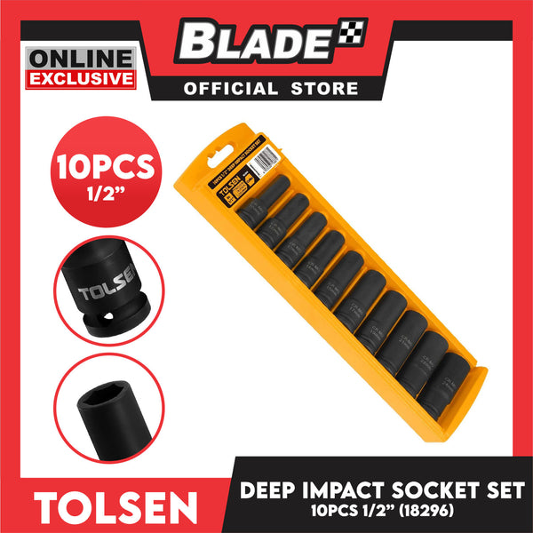 Tolsen 10pcs 1/2' ' Deep Impact Socket Set Industrial 18296