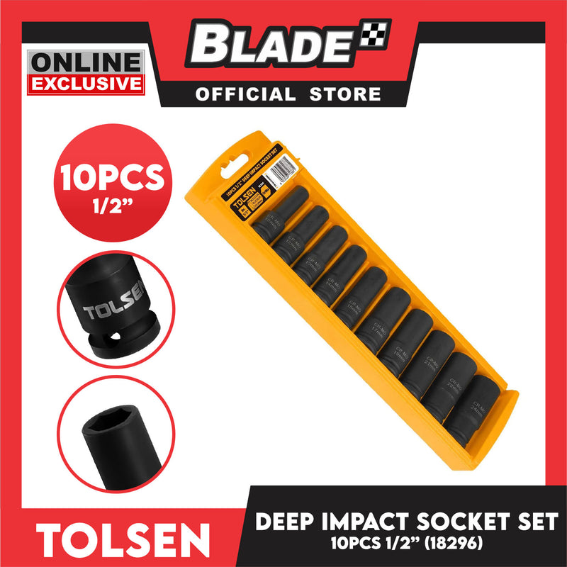 Tolsen 10pcs 1/2' ' Deep Impact Socket Set Industrial 18296
