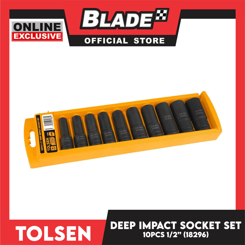 Tolsen 10pcs 1/2' ' Deep Impact Socket Set Industrial 18296