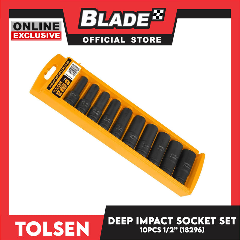 Tolsen 10pcs 1/2' ' Deep Impact Socket Set Industrial 18296