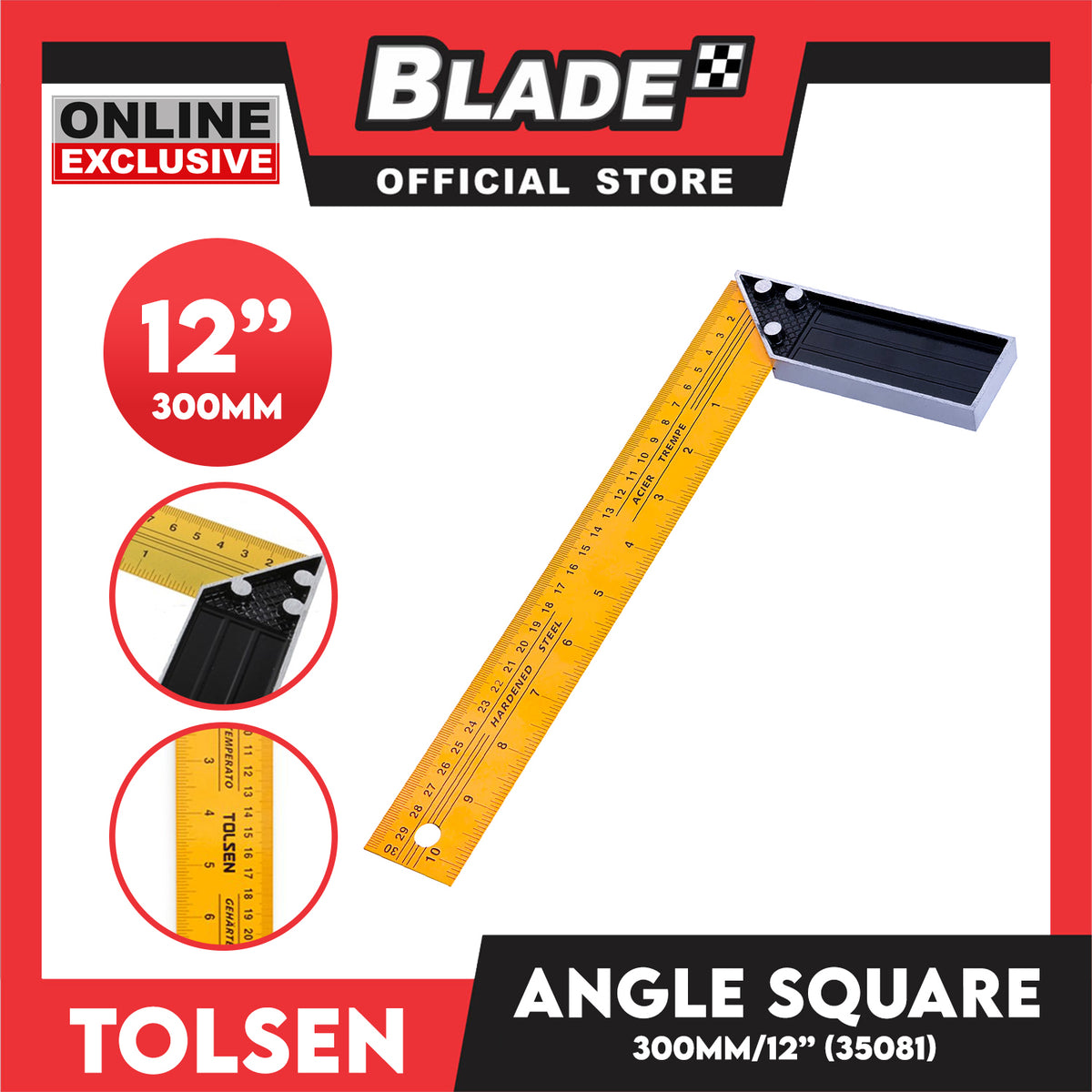 Tolsen 300m x 12'' Angle Square 35081