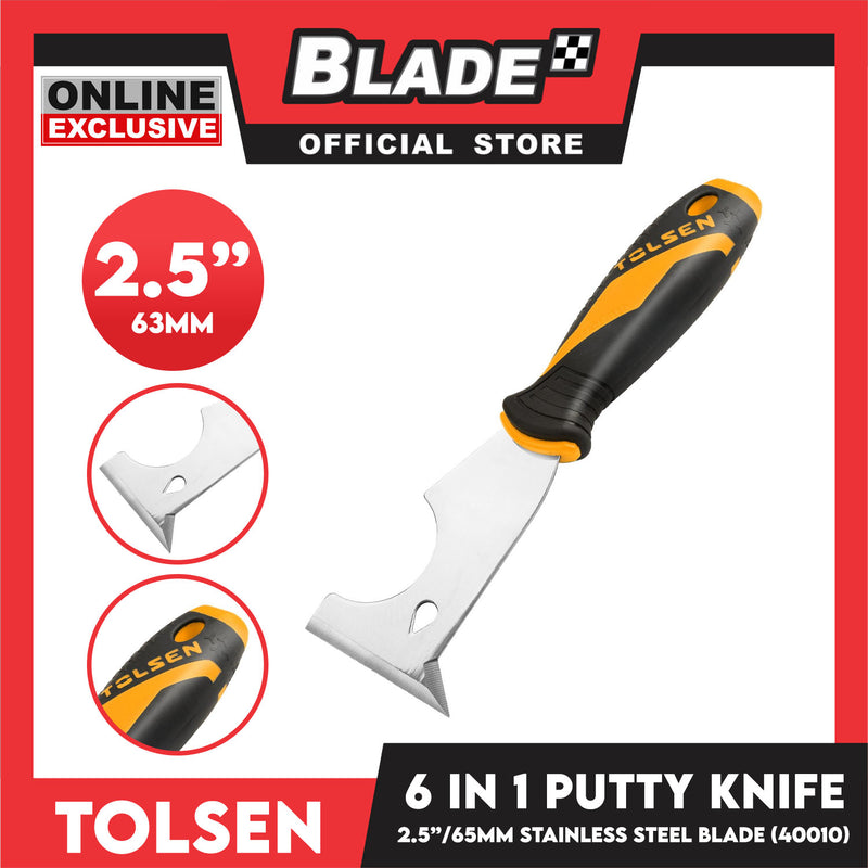 Tolsen 6 in 1 Putty Knife Industrial 2.5 / 65mm Stainless Steel Blade 40010