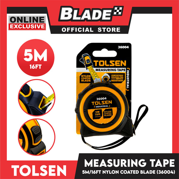 Tolsen 5M/16ft x 25mm Measuring Tape Nylon Coated Blade Industrial 36004