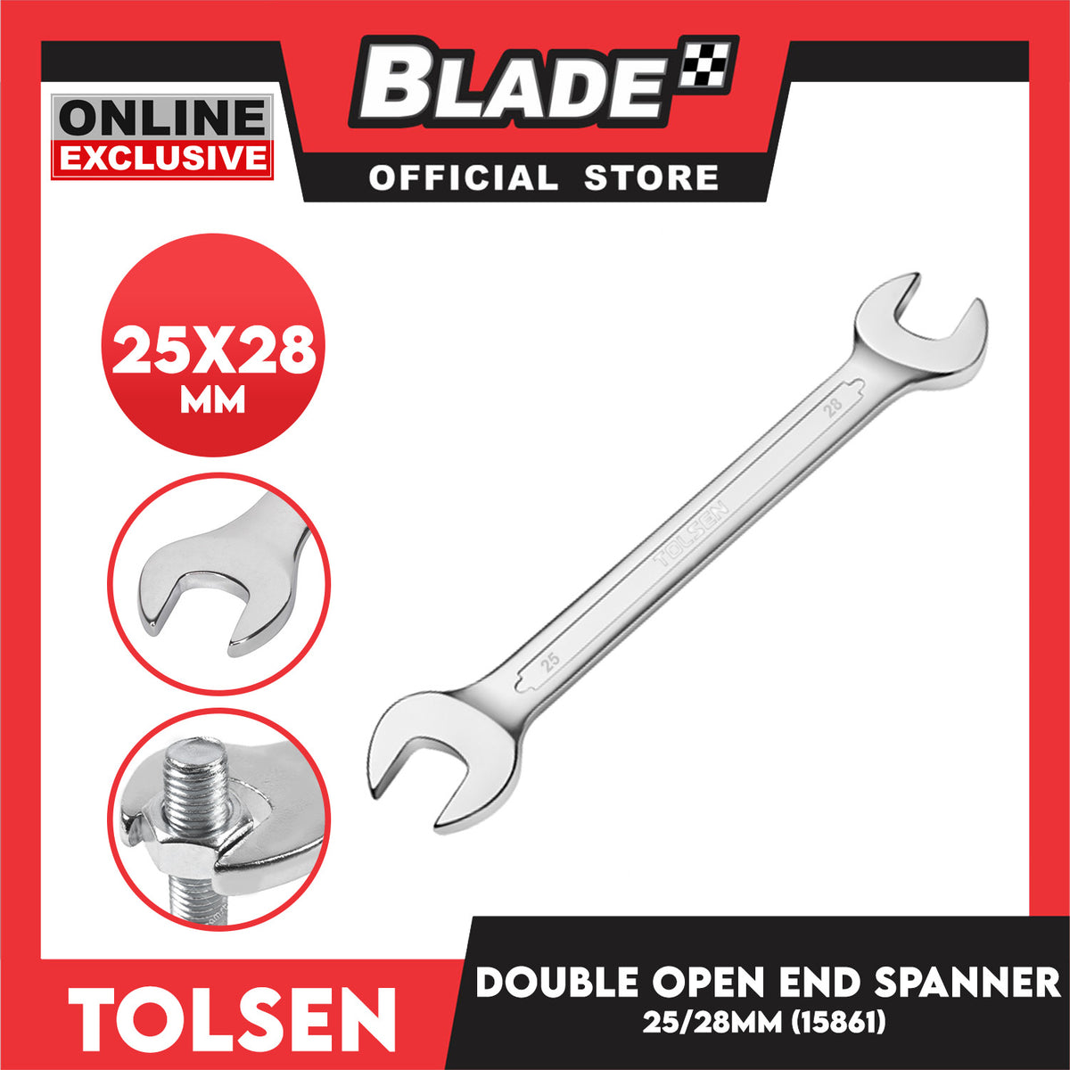 Tolsen 25x28mm Double Open End Spanner Industrial 15861