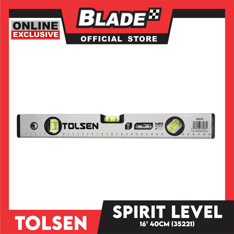 Tolsen Spirit Level 40cm, 16' ' Metric Scale With 3 Bubbles, Aluminium Frame 35221