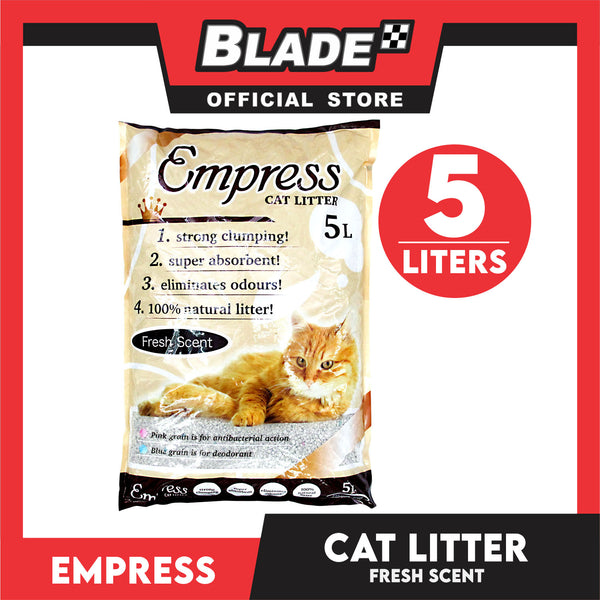 Empress Cat Litter 5 Liters (Fresh Scent) Strong Clumping, Eliminates Odors, 99% Dust Free, 100% Natural Cat Litter