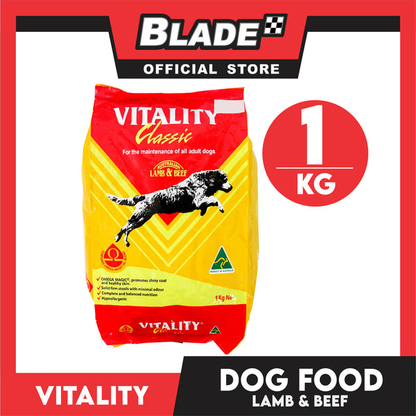 Vitality Classic Dog Food 1kg Super Premium Dog Food For Adult Dogs (Lamb And Beef) Dog Food, Dog Dry Food