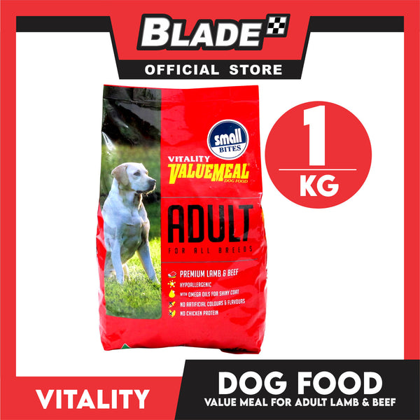 Vitality Valuemeal Adult for All Breed, Premium Lamb And Beef Flavor 1kgs Dry Dog Food