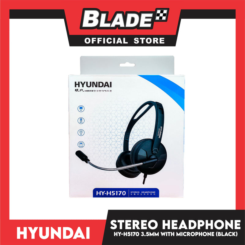 Hyundai HY-H5170 Stereo Headset With Microphone (Black) For Computer, Laptop, PC