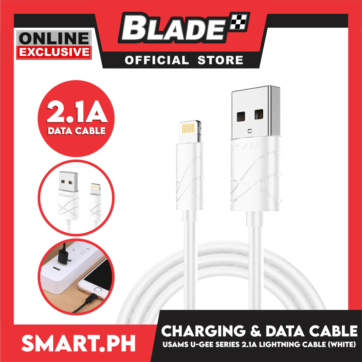 Usams T21 Type-C Travel Charger Micro Cable Set ZCMC0 (White) 2.1A Current, Fast Charging And Data Transmission