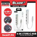 Havit Adaptor 4 In 1 Hub Type-C Cable HB41 (Silver) Multi Splitter Adapter, 480Mbps Transfer Speed, 5Gbps Transfer Rate