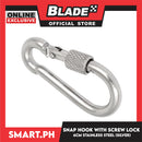 Stainless Steel Spring Snap Hook With Screw Lock 6cm (Silver)