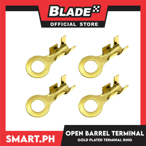4pcs Electric Lugs Ring Type Terminal Gold Plated Ring 10mm (M5) Golden Brass Non-insulated Copper Crimp Terminals Cable Lug Wire Connectors