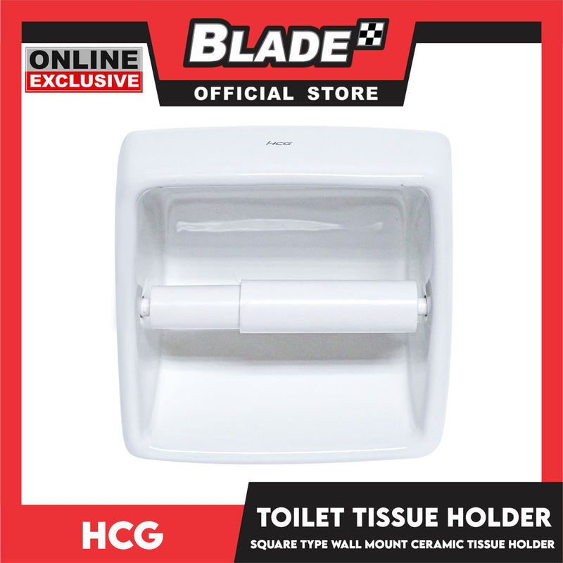 HCG Ceramic Toilet Tissue Holder Replacement, Square Type Wall Mount 7.2 x 15 x 15cm S8 (White) Accessories Not Included