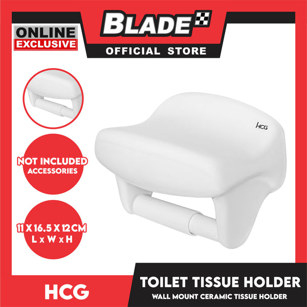 HCG Ceramic Toilet Tissue Holder Replacement, Wall Mount 11 x 16.5 x 12cm BA38 (White) Accessories Not Included