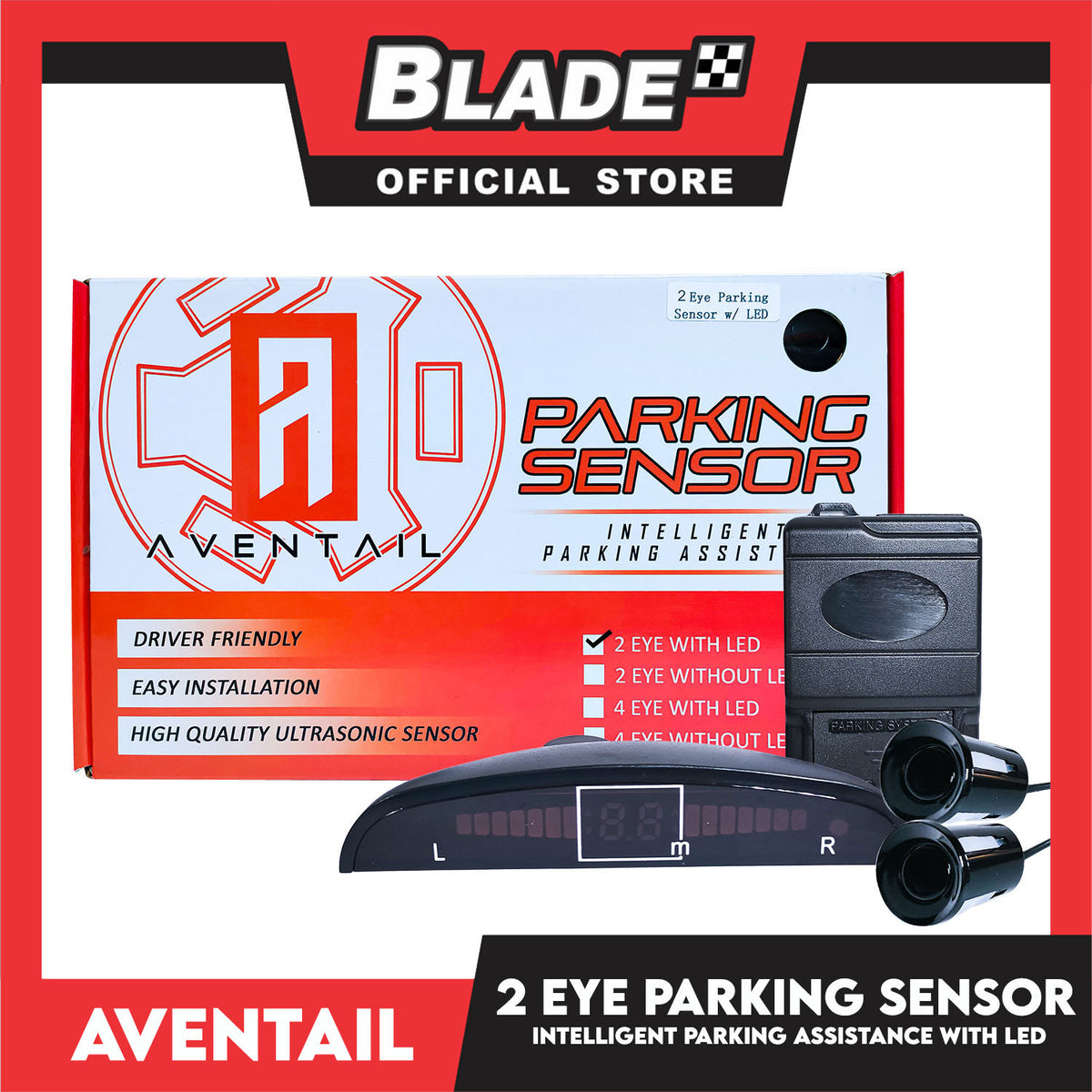 Aventail Parking Sensor Intelligent Parking Assistance 2 Eye Parking Sensor With Led, Driver Friendly, Easy Installation, High Quality Ultrasonic Sensor