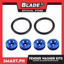 Fender Washer Kits, Bumper Protector JDM With Flat Head (Blue) Universal Fit, Quick Release Fastener CNC Billet Aluminum Washer Kit For Car Bumpers Trunk Fender Hatch Lid