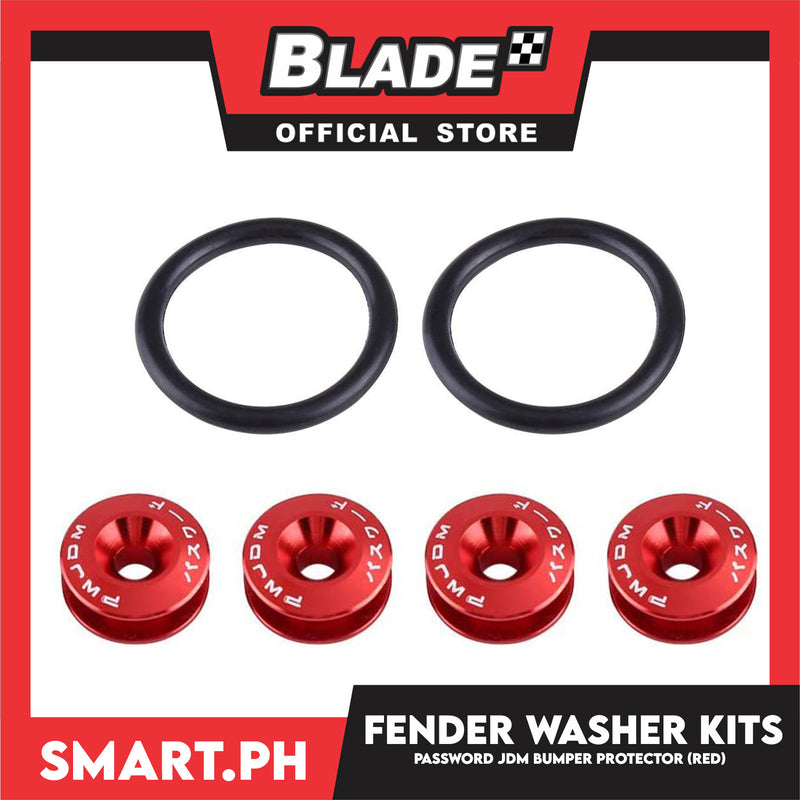 Fender Washer Kits, Bumper Protector JDM With Flat Head (Red) Universal Fit, Quick Release Fastener CNC Billet Aluminum Washer Kit For Car Bumpers Trunk Fender Hatch Lid