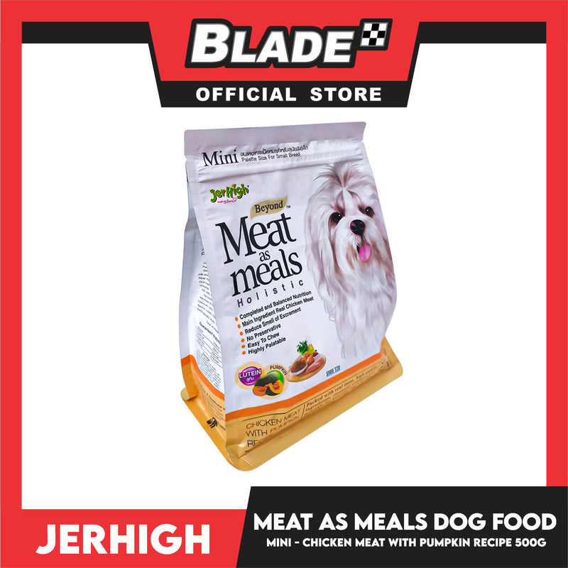 Jerhigh Meat As Meals Holistic, Soft And Tender Semi-Moist Dog Food 500g Mini Palette Size For Small Breed (Chicken Meat With Pumpkin Recipe Flavor)
