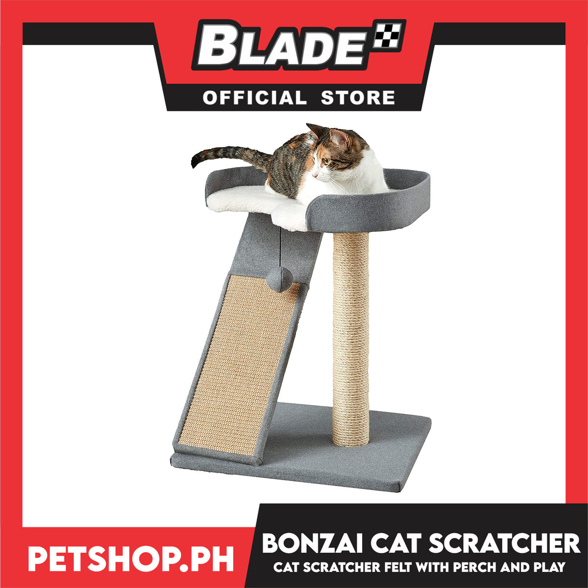 Bonzai Cat Scratcher Felt With Perch And Play 40cm x 47cm x 58cm (Diana 911122) Premium Cats Scratcher Sisal Scratch, Pet Furniture Cats, Cats Climbing Tower, Pet Cats Scratcher