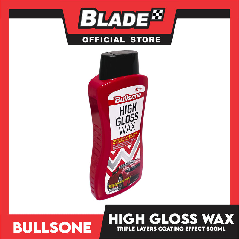 Bullsone High Gloss Wax 500ml Triple Layers Coating Effect Last For Up To 3 Months, 3 in 1 Gloss Restoration, Prevents Recontamination, Removes Swirl Mark, Applicable To Any Colors Of Cars