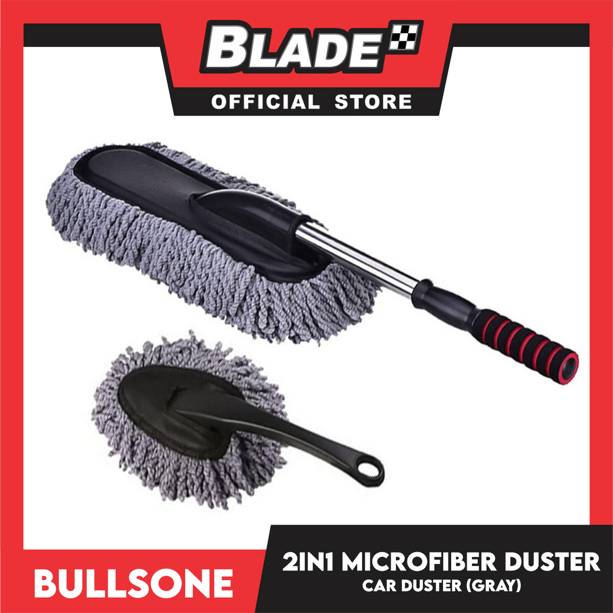 Bullsone 2 in 1 Premium Ultra Microfiber Car Duster (Gray)