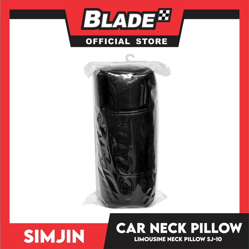 Simjin Car Neck Pillow Cushion, Car Round Leather Headrest Pillow 39cm SJ-10 (Black) Support Pain Relief For Office Chair, Home, Car Driving, Memory Foam And Breathable Cover, Comfortable Ergonomic Design