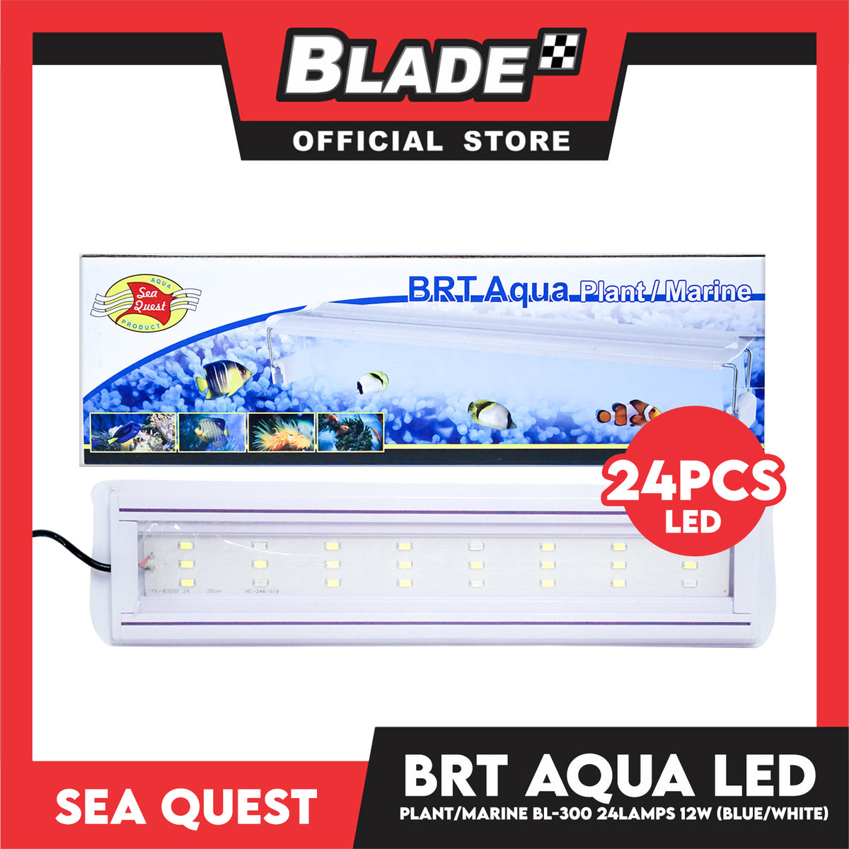 Aqua Sea Quest Product BRT Aqua Plant Marine (Blue/White) BL-300 30cm Lamp Size, 30-40cm Aquarium Size, Lamp Bead 24, 12W Power (5 Gallon)