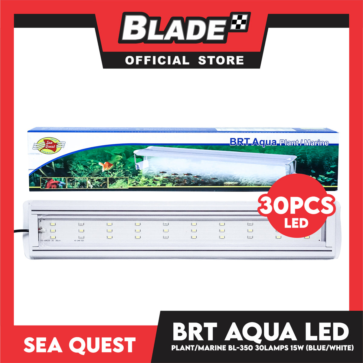 Aqua Sea Quest Product BRT Aqua Plant Marine (Blue/White) BL-350 40cm Lamp Size, 40-50cm Aquarium Size, Lamp Bead 30, 15W Power (10 Gallon)
