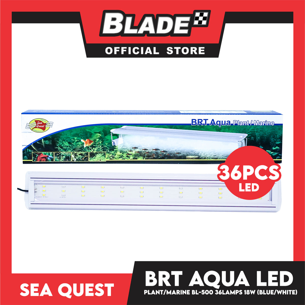 Aqua Sea Quest Product BRT Aqua Plant Marine (Blue/White) BL-500 50cm Lamp Size, 50-60cm Aquarium Size, Lamp Bead 36, 18W Power (15-20 Gallon)