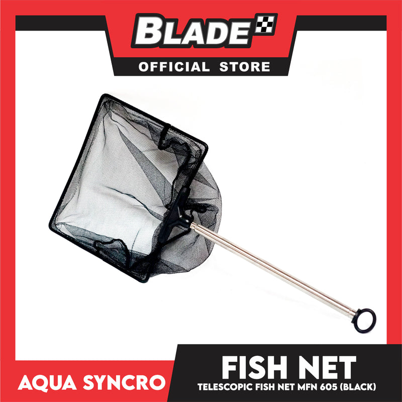 Telescopic Fish Net 35cm MFN605 Stainless Steel, Portable Catching Fishing Net (Black)