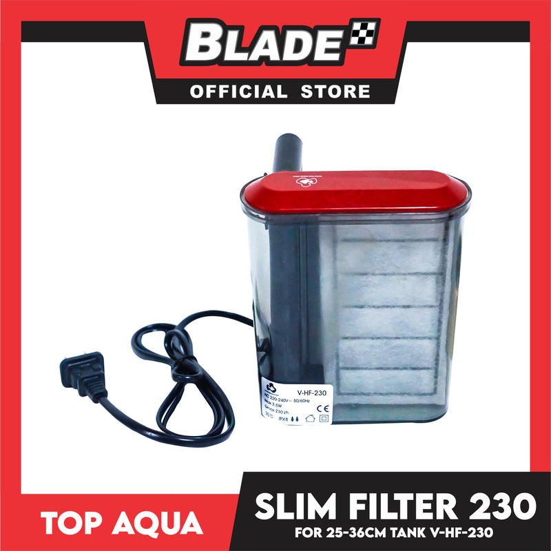 Slim Filter V-HF-230 For 25-36cm Tank (Mini) Flow Rate 200L/H - 230L/H, Power 1.7W - 2.5W, Voltage AC 110V-60Hz, AC 220V-50Hz Fish Aquarium Filter